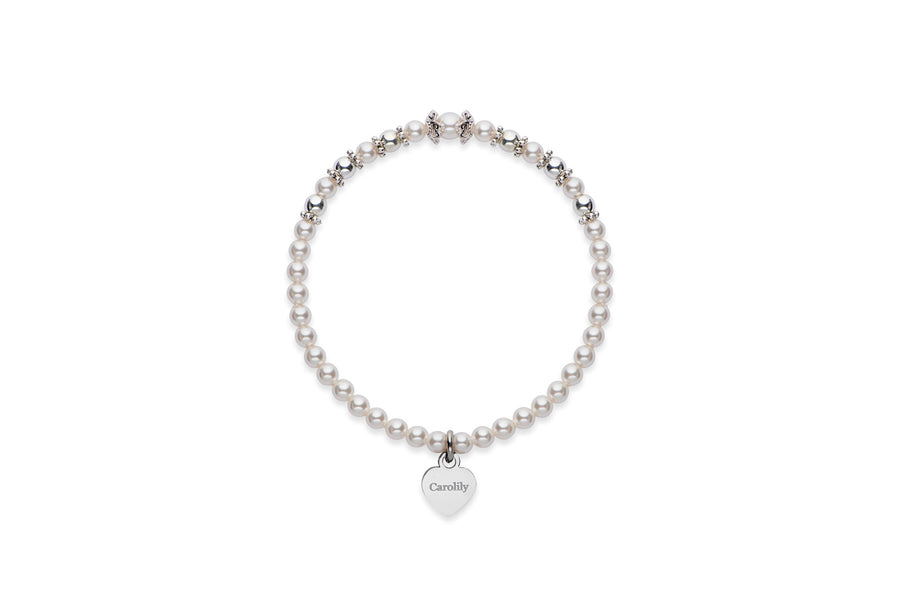 Pearl and silver bead stretch bracelet