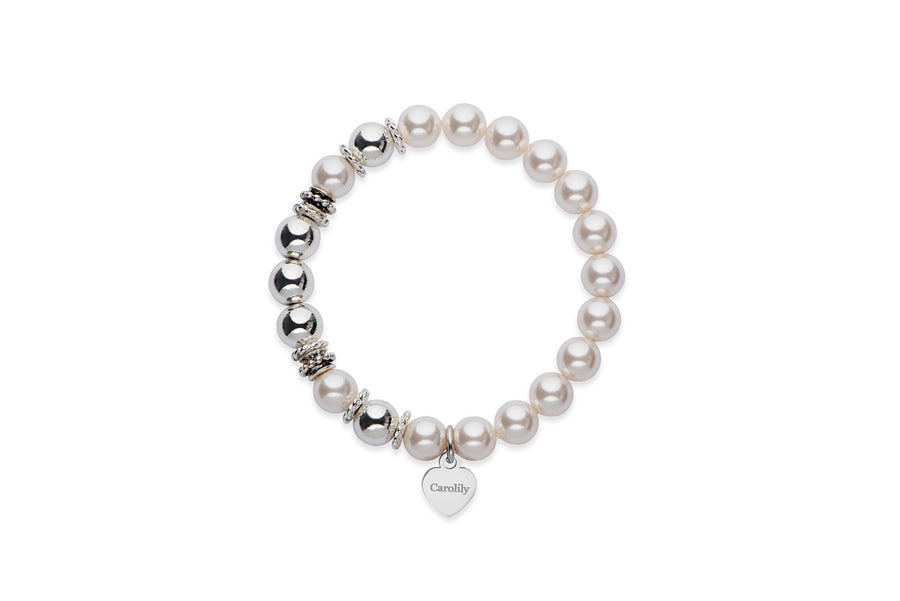 Pearl and silver bead stretch bracelet