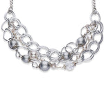 Silver, crystal and European crystal pearl statement necklace