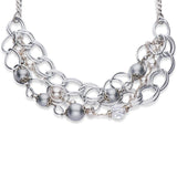 Silver, crystal and European crystal pearl statement necklace