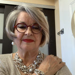 Silver, crystal and European crystal pearl statement necklace
