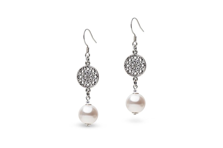Antique silver and white pearl earrings