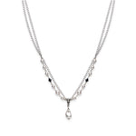 Pearl and black onyx necklace