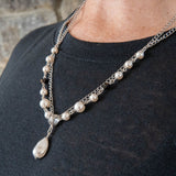 Pearl and black onyx necklace