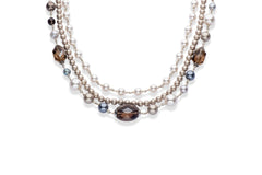 Smoky topaz and European crystal pearl necklace