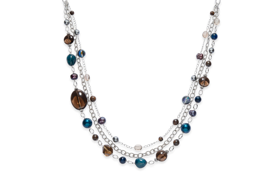 Gemstone Necklace with silver chain