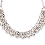 Silver, and European crystal pearl necklace