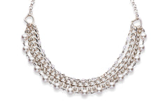 Silver, and European crystal pearl necklace