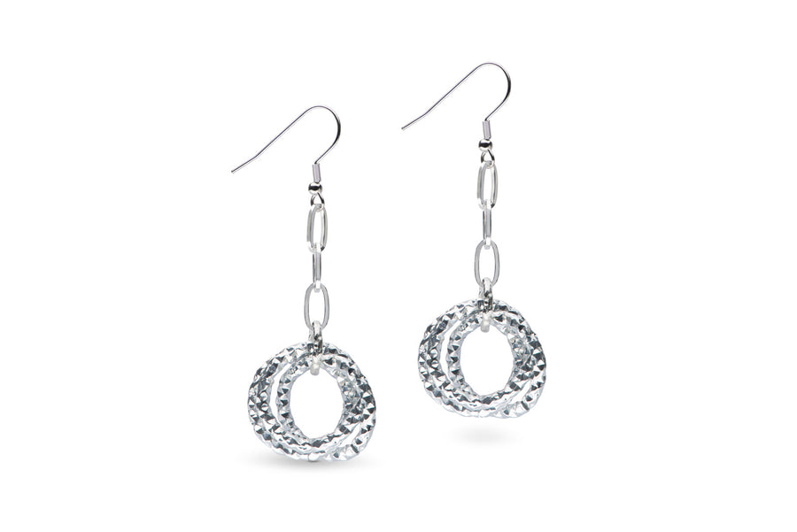 Bright silver circle earrings