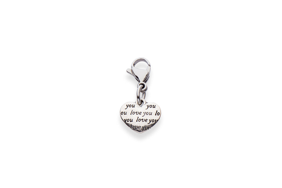 Pewter heart "love you" charm