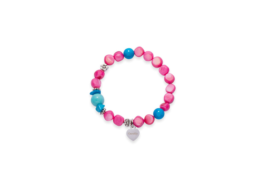 Pink and blue pearl and gemstone bracelet
