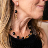 Black onyx and gold earrings