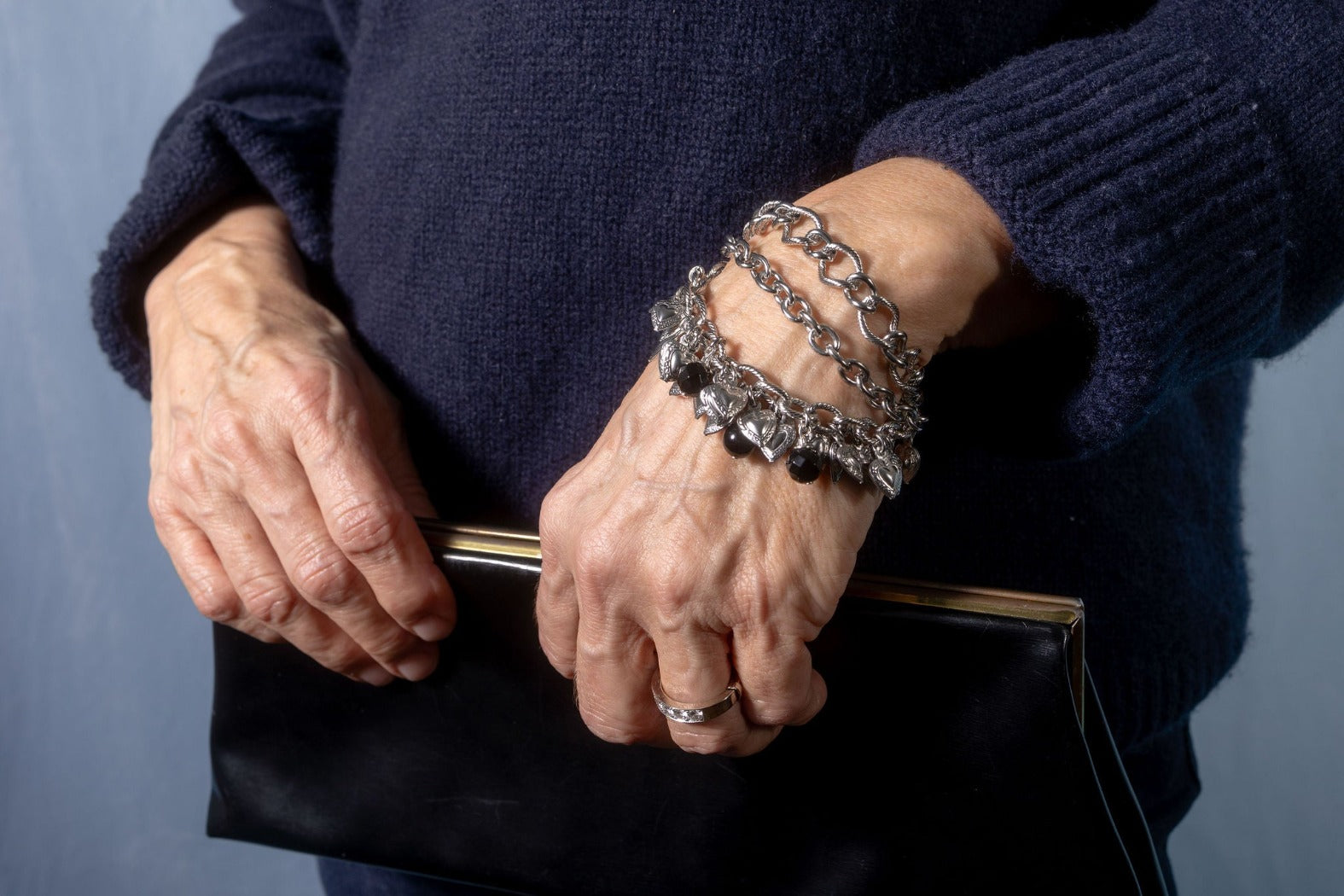 Silver and Silver and onyx braceletonyx bracelet