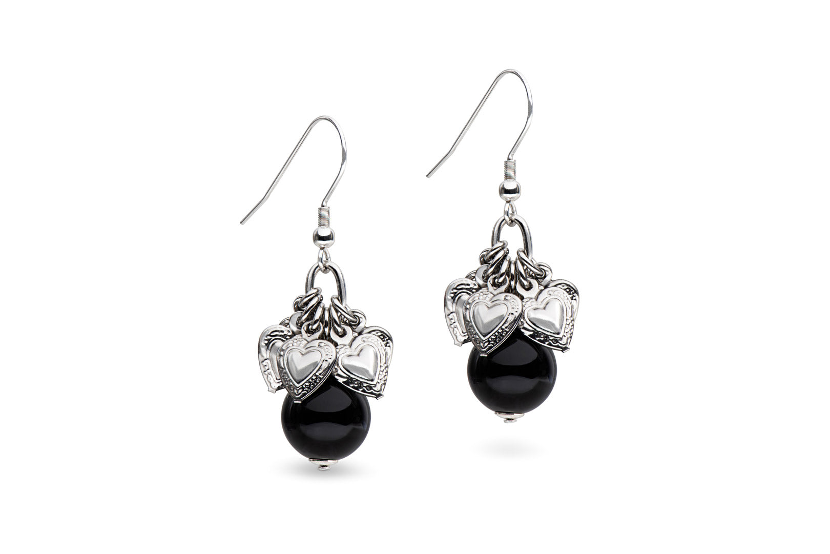 Silver and onyx earrings