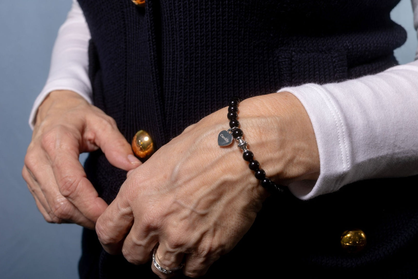 Black onyx stretch bracelet