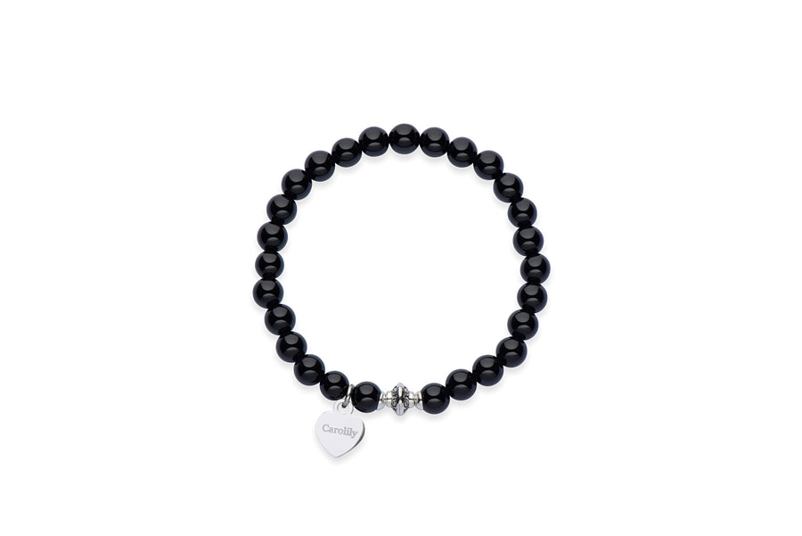 Black onyx stretch bracelet