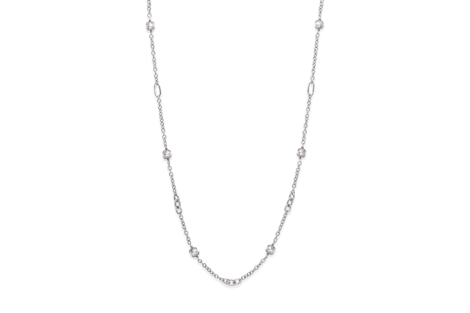 Long pearl and chain necklace