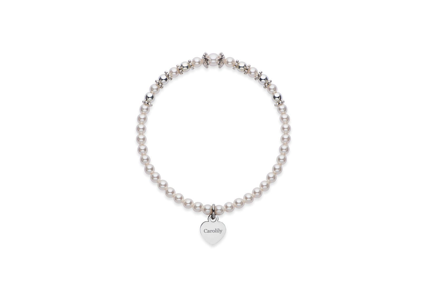 Pearl and silver bead stretch bracelet