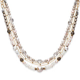 Multi strand pearl and gold chain necklace