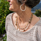 Multi strand pearl and gold chain necklace