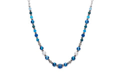 Blue pearl and pewter necklace