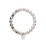 Pearl and silver bead stretch bracelet