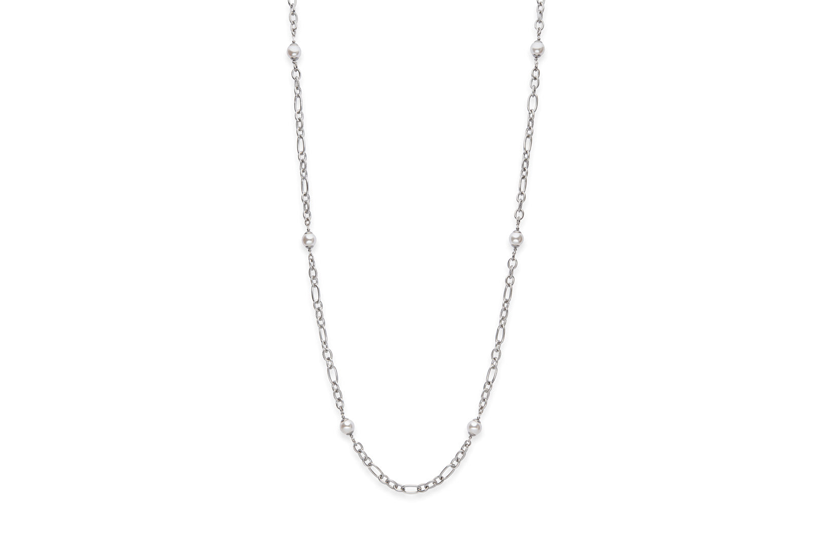 Long pearl and chain necklace