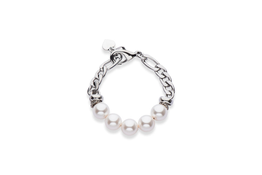 Stainless steel and pearl bracelet