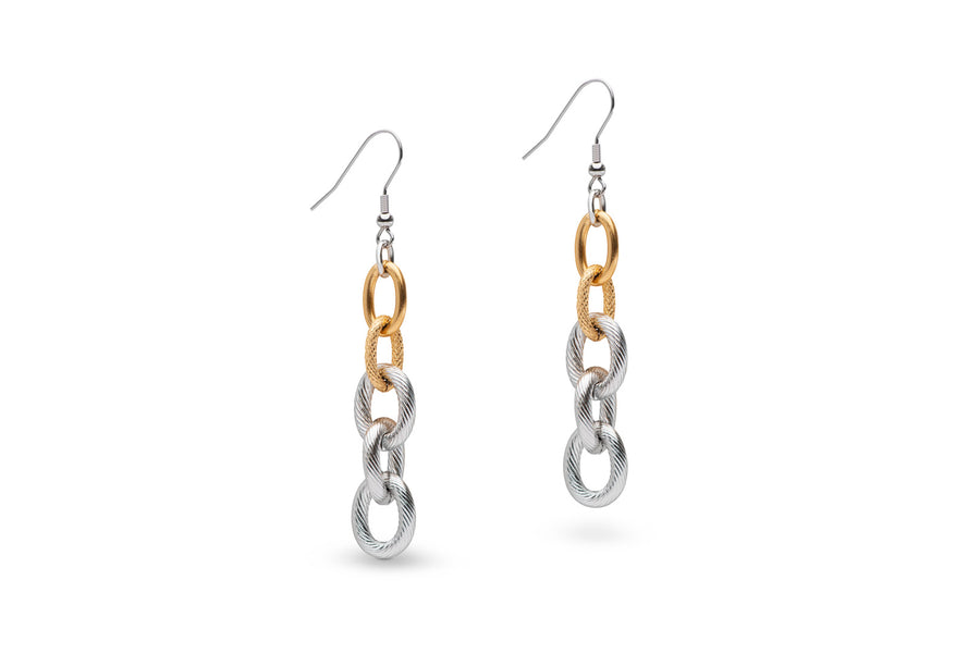Silver and gold chain earrings