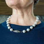 White pearl and pewter necklace