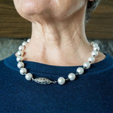 White pearl and pewter necklace