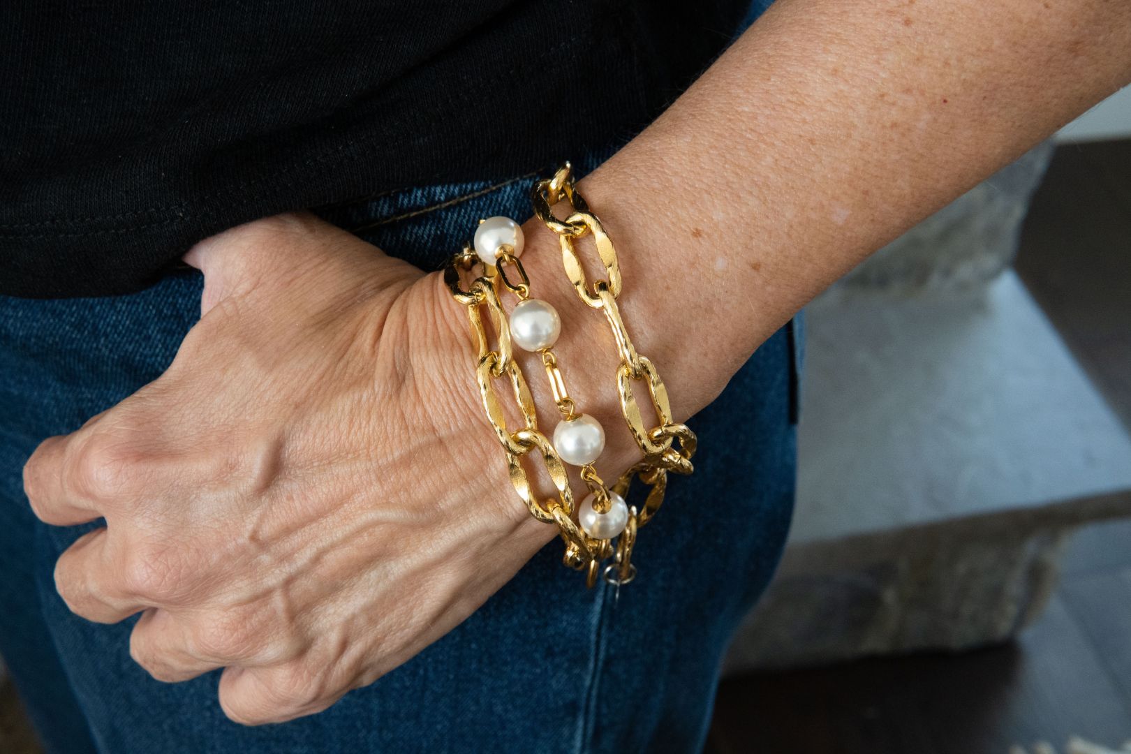 Three gold bracelets
