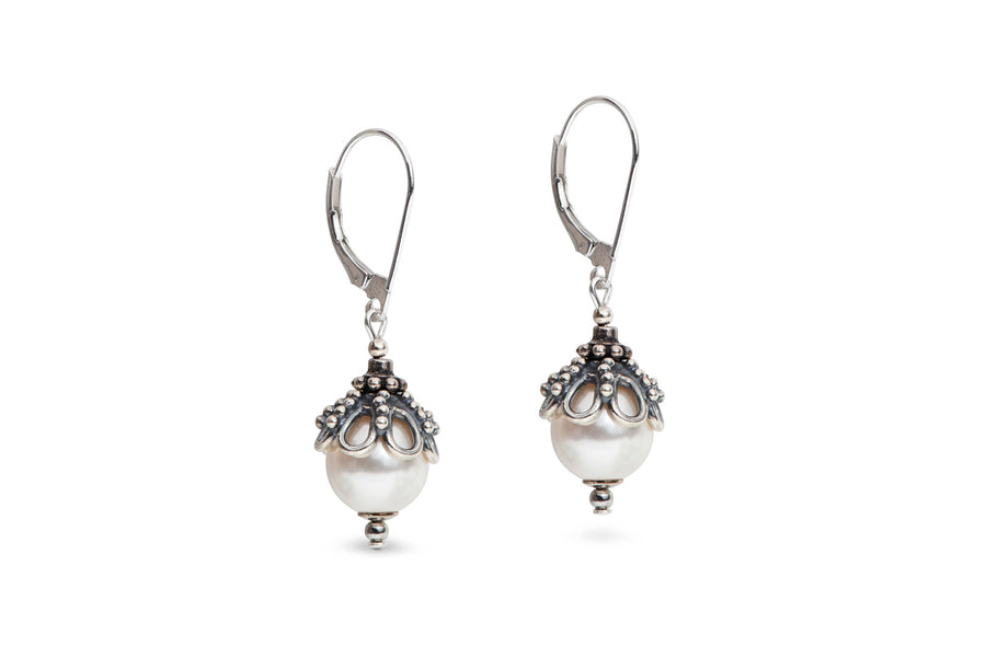 European crystal pearl and sterling silver earrings
