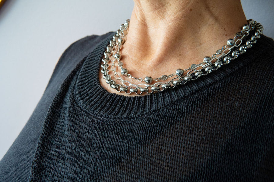Silver multi strand necklace