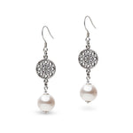 Antique silver and white pearl earrings