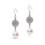 Antique silver and white pearl earrings