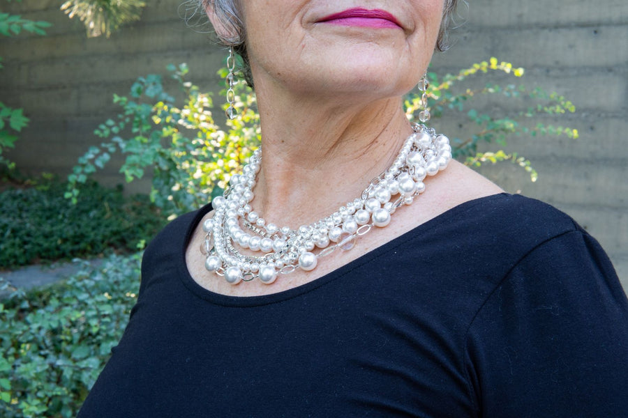 Multi-Strand Pearl Necklace on woman