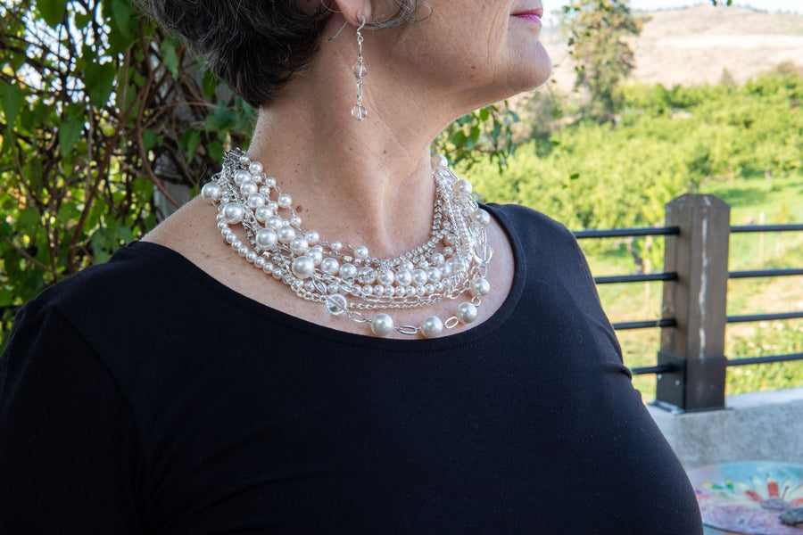 Multi-Strand Pearl Necklace on woman