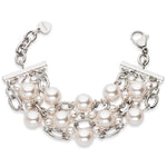 White pearl and chain bracelet