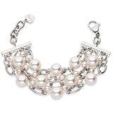 White pearl and chain bracelet