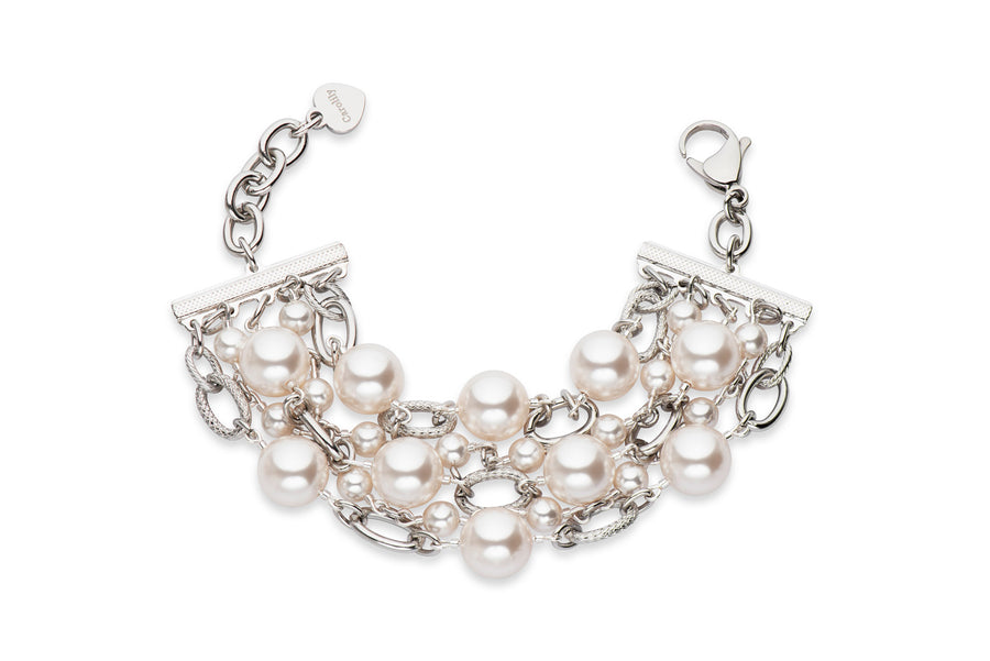 White pearl and chain bracelet