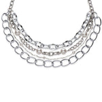 Multi strand silver and pearl necklace