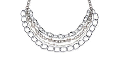 Multi strand silver and pearl necklace
