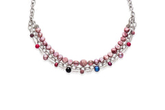 Gemstone, pearl and silver statement necklace