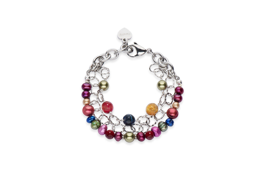 Gemstone and pearl bracelet