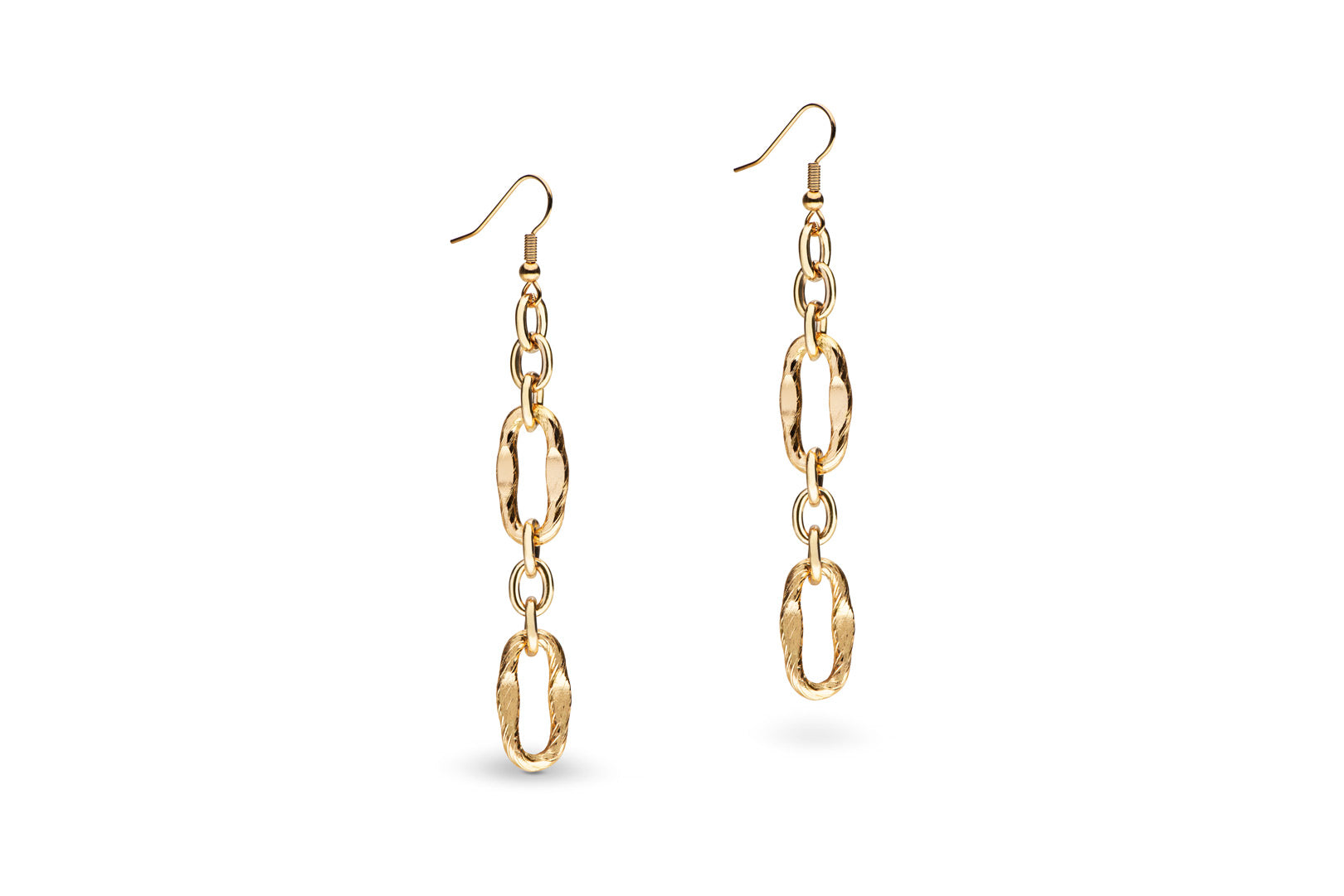 Gold link earrings