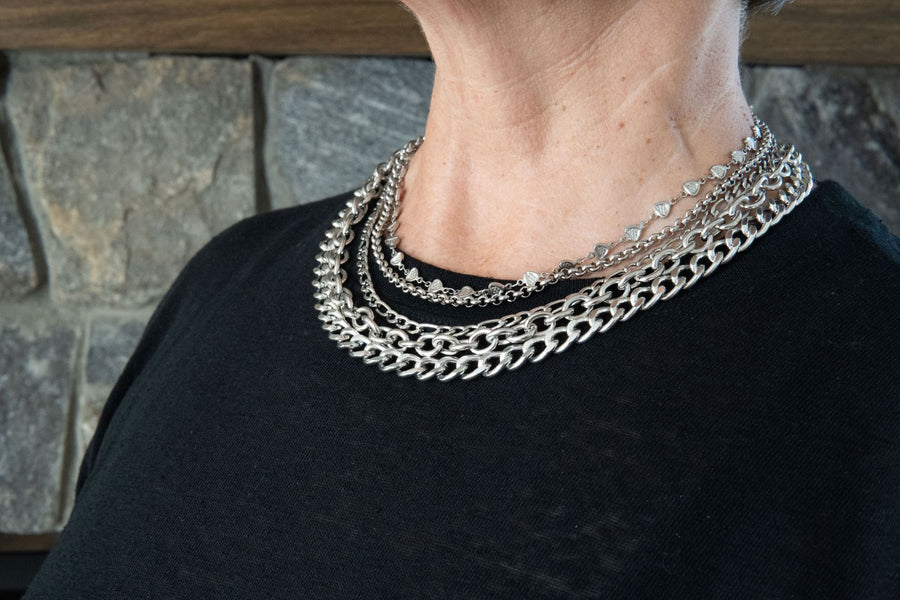 Silver multi-chain necklace