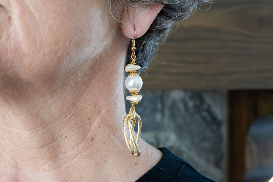 Gold & pearl statement earrings
