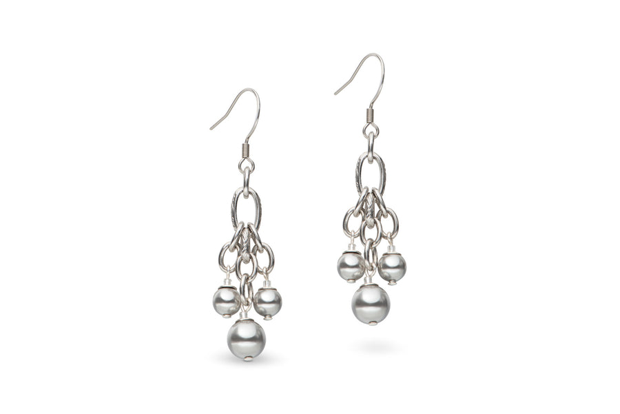 Grey pearl and silver earrings