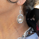Silver and white pearl earrings